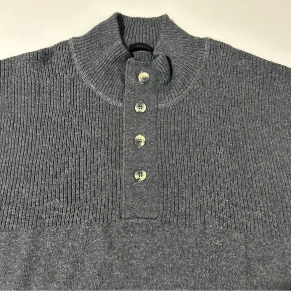 Raffi Button Henley Sweater Men’s XL/54 Gray Cashmere Wool Cotton Quiet - Picture 4 of 10